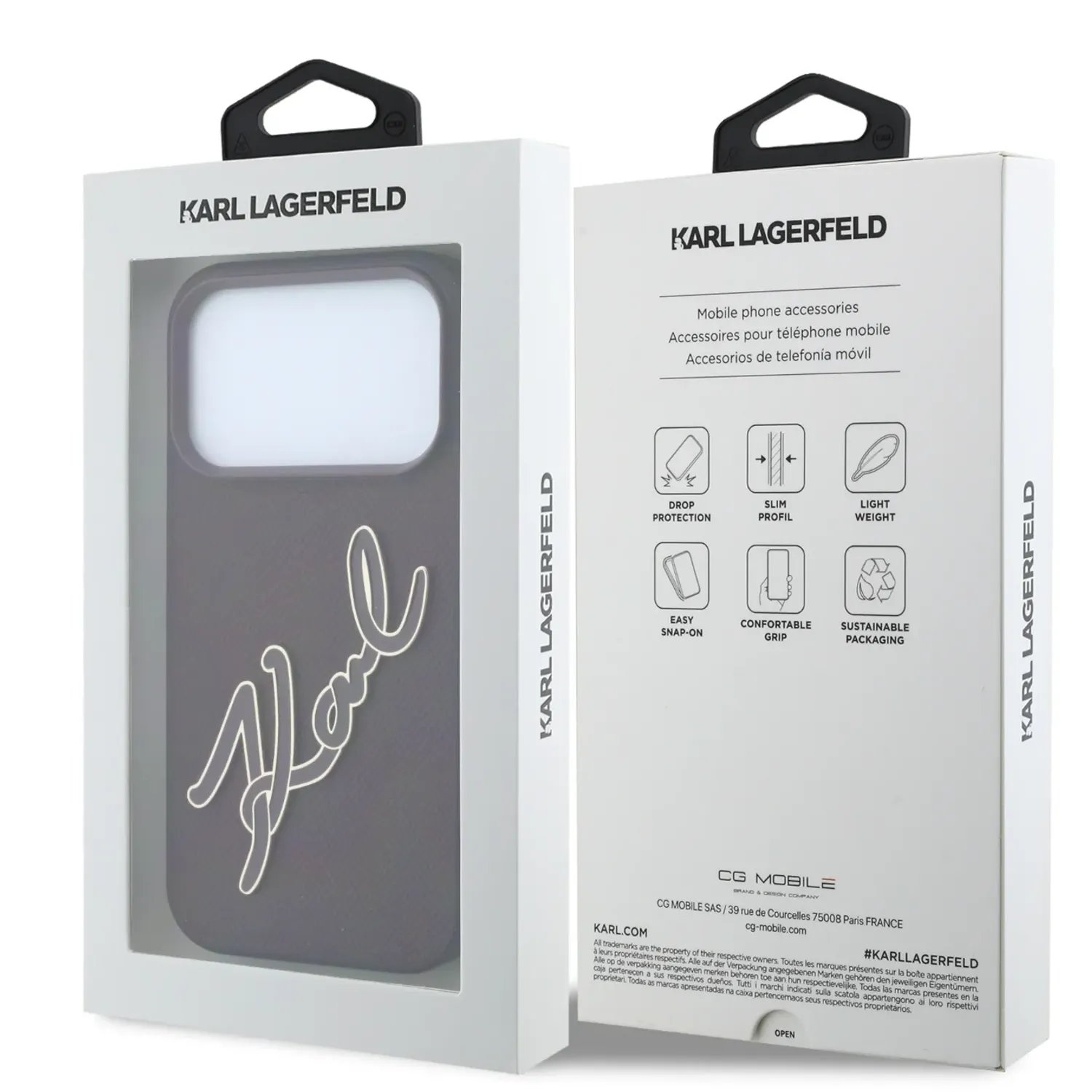 قاب کارل لاگرفلد Karl Lagerfel Leather Big Signature Resin Logo