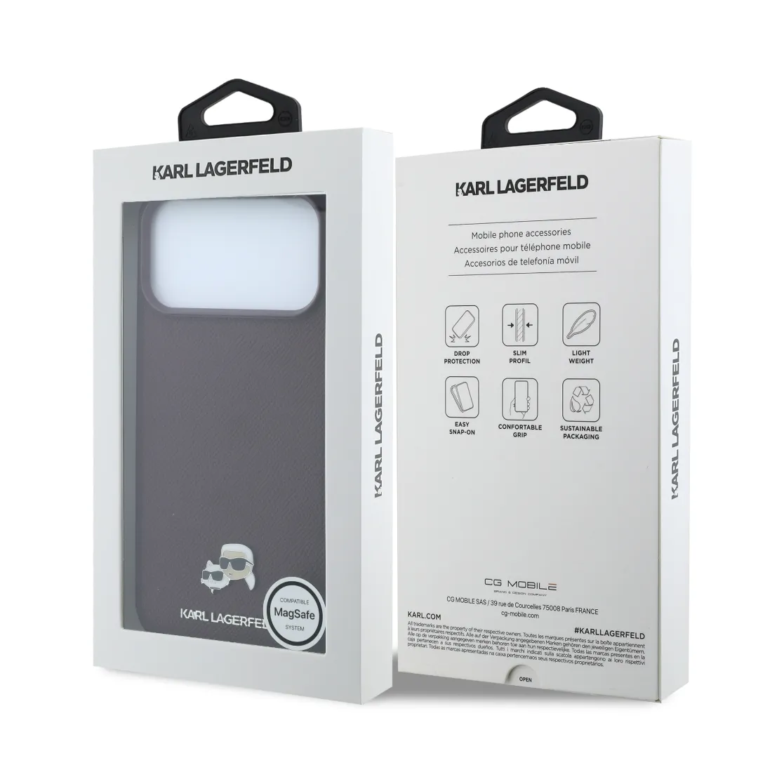 قاب کارل لاگرفلد Karl Lagerfel Grained MagSafe with Karl & Choupette Heads